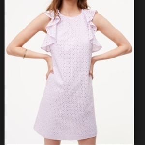 Loft lilac eyelet shift short dress A112
